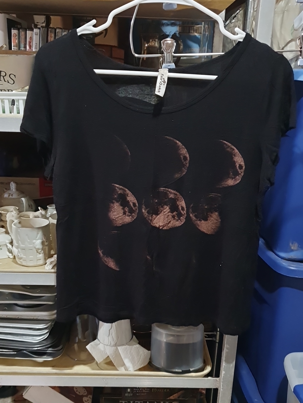 Black Short-Sleeve Moon Phase Graphic Tee